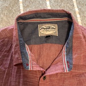 Men’s large Flag & Anthem long sleeve button up red with small white stripes